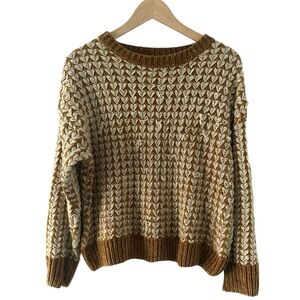 Debut Vintage Gold Chenille Sweater Medium Y2K 90s Baggy Chunky Knit Pullover